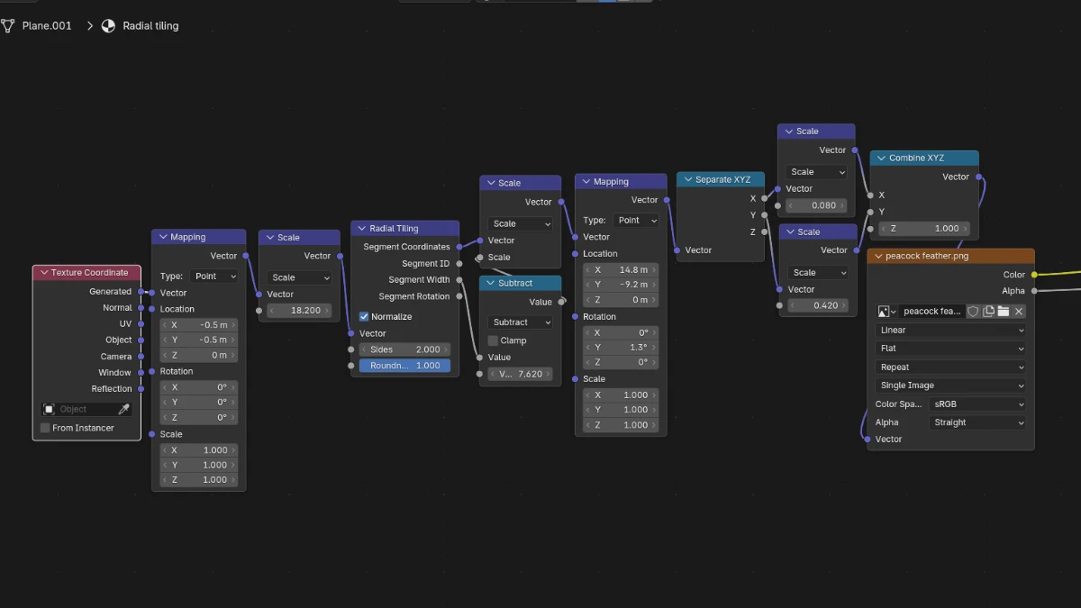 Blender 5 RadialTiling shader example - 3D Trek
